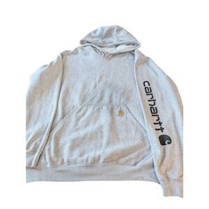 Carhartt Loose Fit Hoodie Gray Pullover Sleeve Logo Men's Large K121